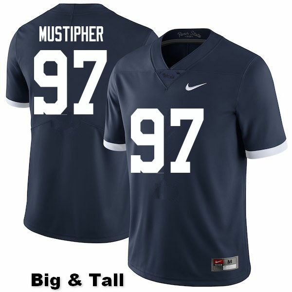 NCAA Nike Men's Penn State Nittany Lions PJ Mustipher #97 College Football Authentic Big & Tall Navy Stitched Jersey ILZ3098BE
